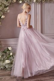 Long 3D Floral Tulle Dress by Cinderella Divine CD0181