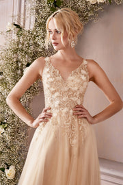 Long 3D Floral Tulle Dress by Cinderella Divine CD0181