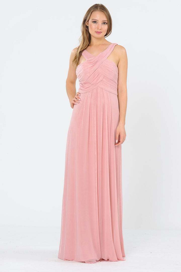 Long A-line Dress with Pleated Bodice by Poly USA 8554