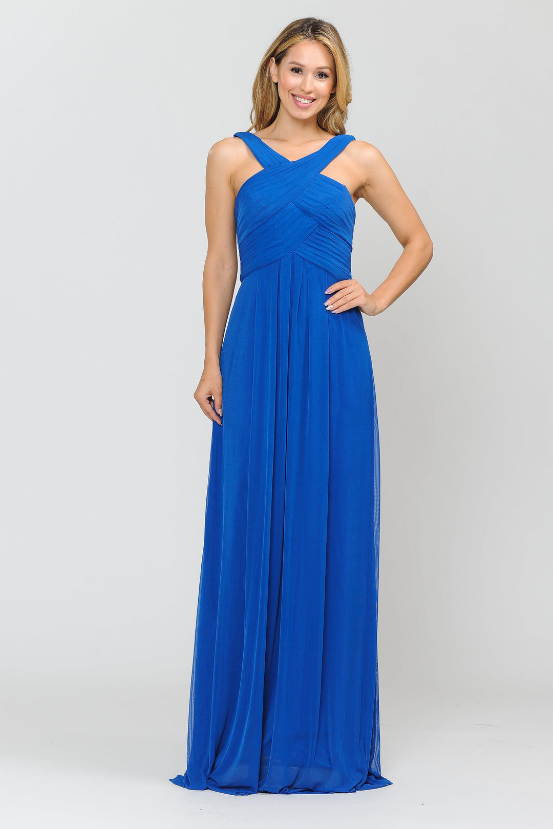 Long A-line Dress with Pleated Bodice by Poly USA 8554