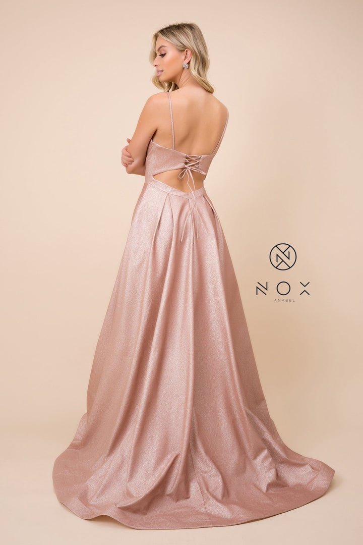 Long A-Line Glitter Knit Dress by Nox Anabel E379