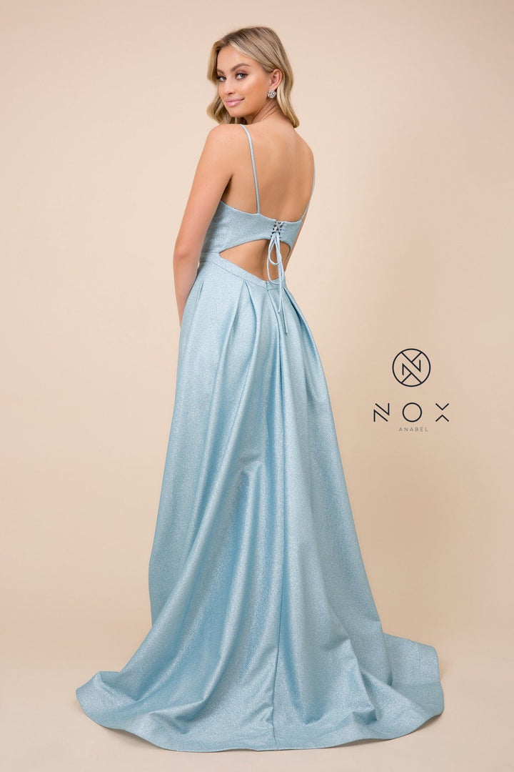 Long A-Line Glitter Knit Dress by Nox Anabel E379