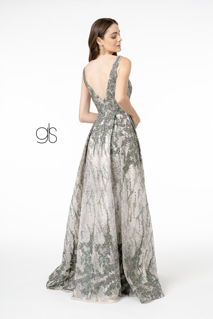 Long A-line Jeweled Lace Dress by Elizabeth K GL1835