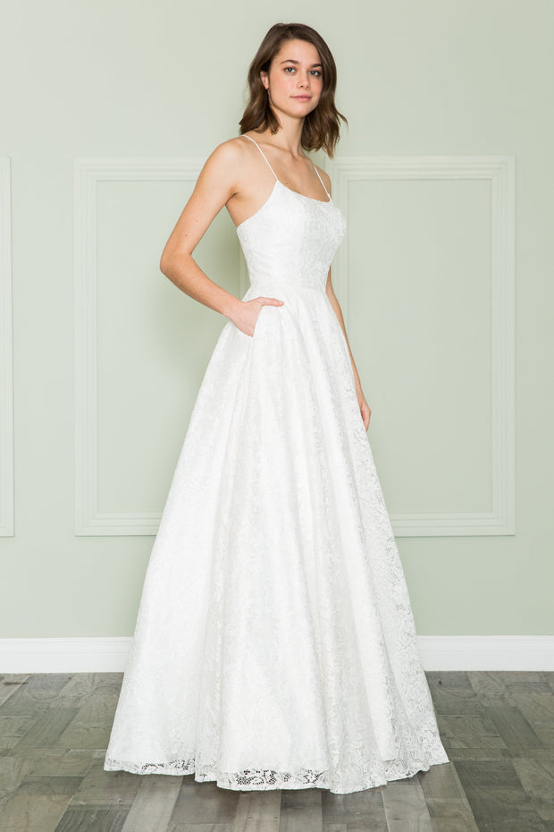 Long A-line Lace Dress by Poly USA 8862