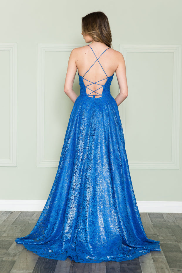 Long A-line Lace Dress by Poly USA 8862