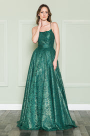 Long A-line Lace Dress by Poly USA 8862