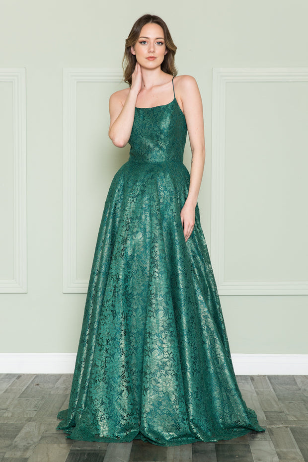 Long A-line Lace Dress by Poly USA 8862
