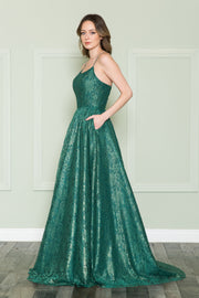 Long A-line Lace Dress by Poly USA 8862