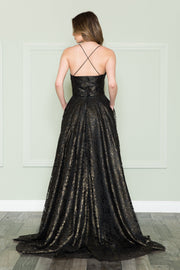 Long A-line Lace Dress by Poly USA 8862