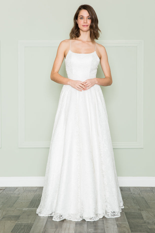 Long A-line Lace Dress by Poly USA 8862