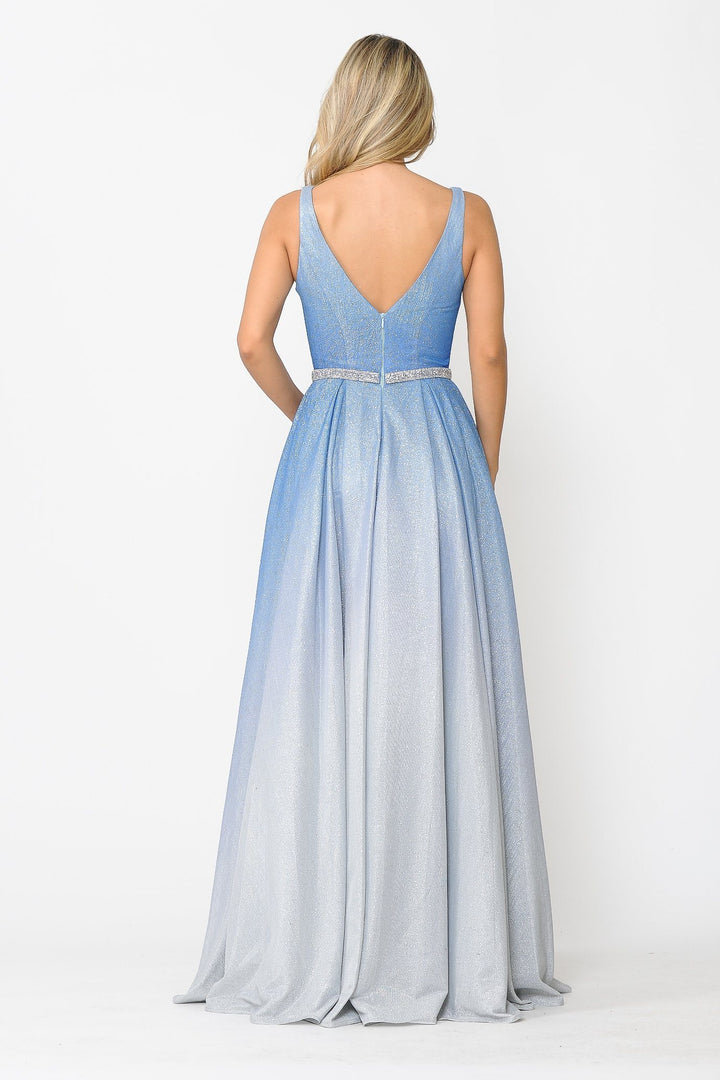 Long A-line Ombre Glitter Dress by Poly USA 8710