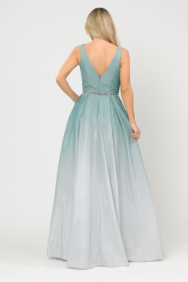 Long A-line Ombre Glitter Dress by Poly USA 8710