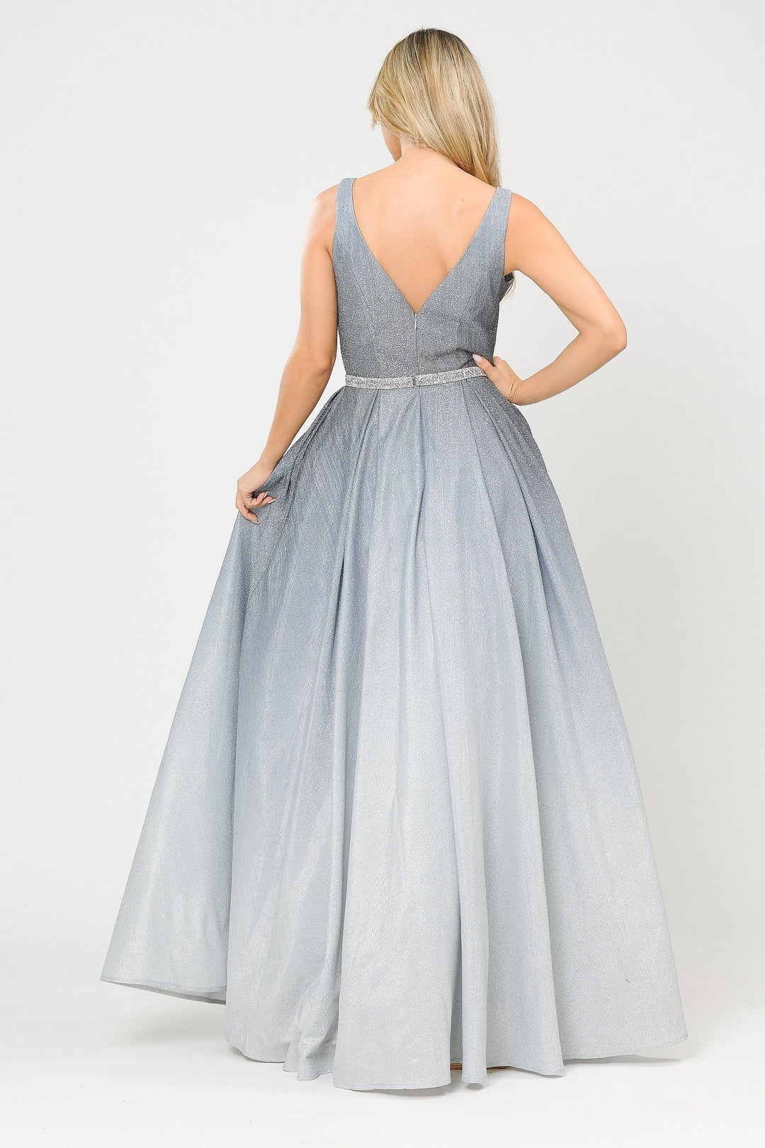 Long A-line Ombre Glitter Dress by Poly USA 8710
