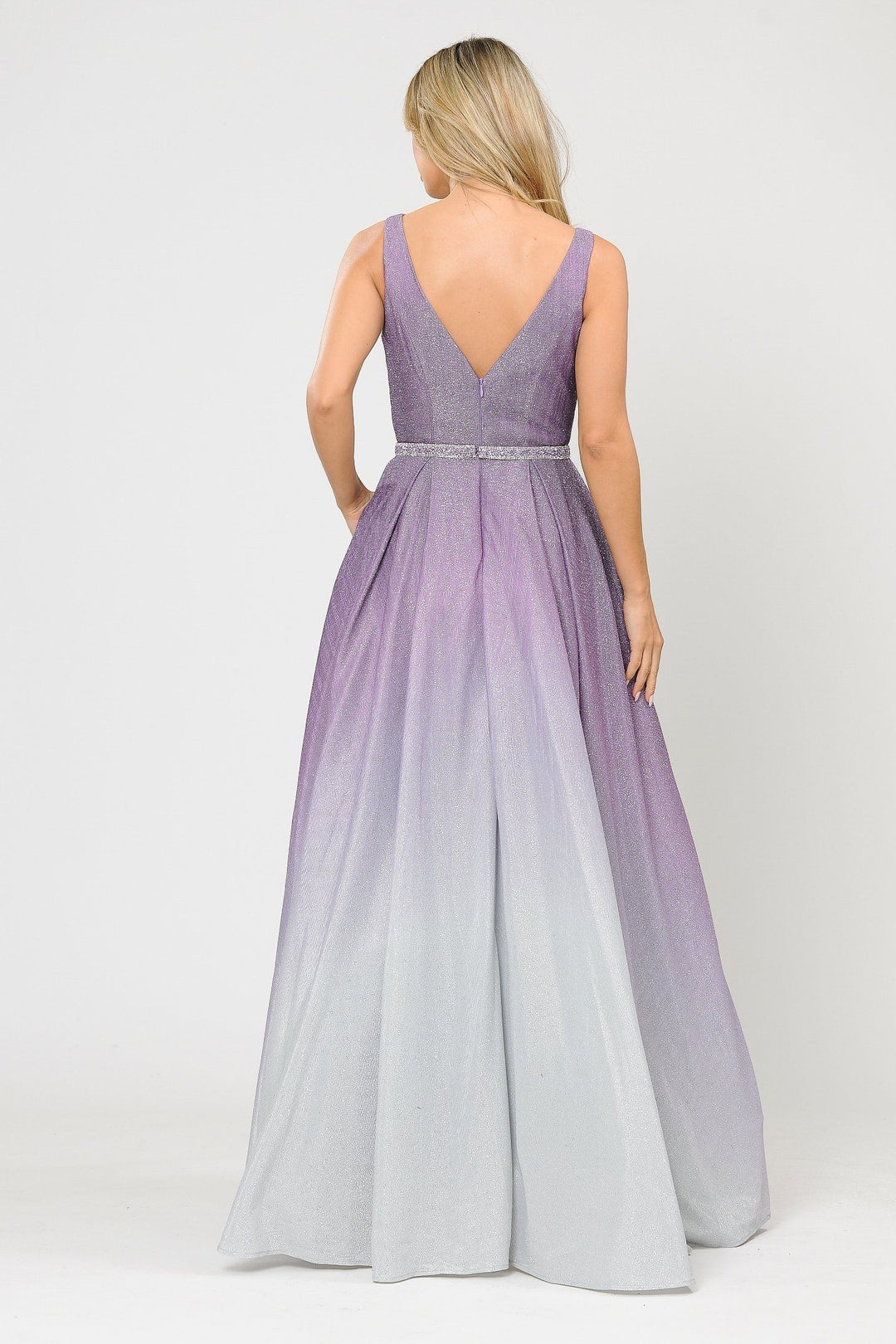 Long A-line Ombre Glitter Dress by Poly USA 8710