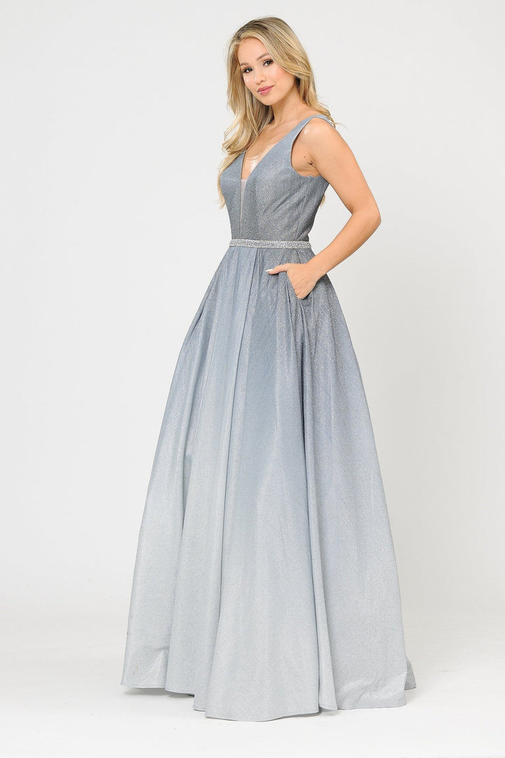 Long A-line Ombre Glitter Dress by Poly USA 8710