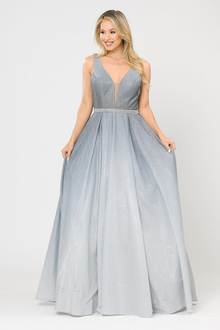Long A-line Ombre Glitter Dress by Poly USA 8710