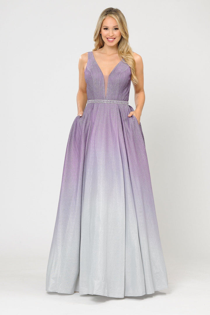 Long A-line Ombre Glitter Dress by Poly USA 8710