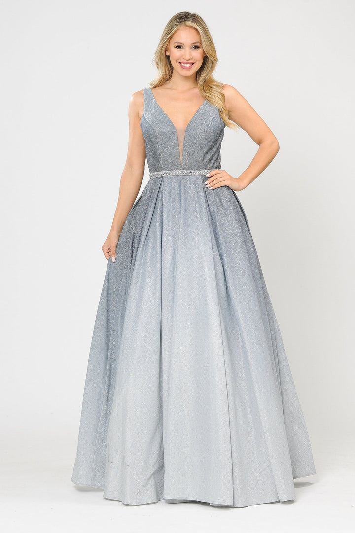 Long A-line Ombre Glitter Dress by Poly USA 8710