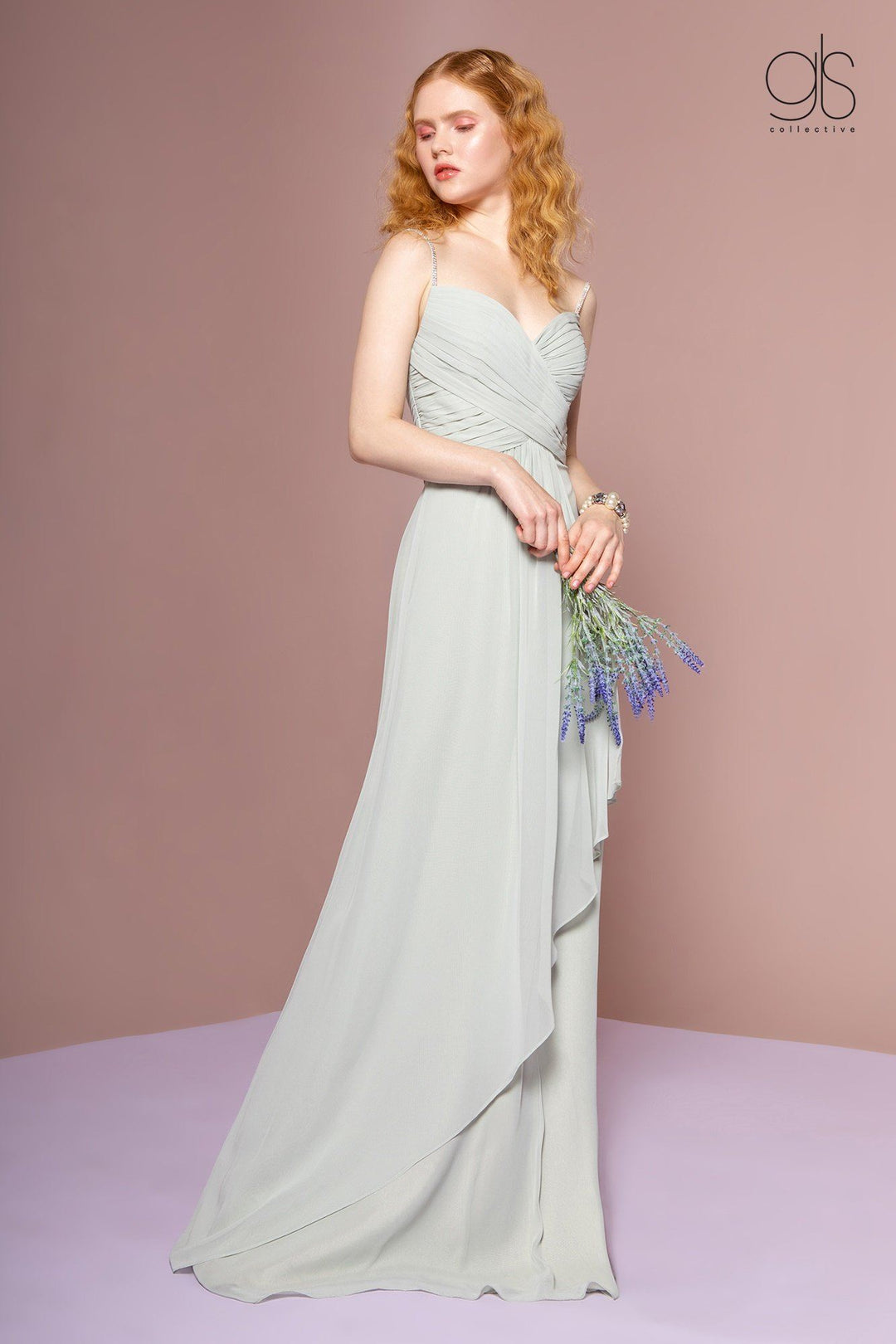 Long A-line Sleeveless Dress with Ruched Bodice by Elizabeth K GL2666-Long Formal Dresses-ABC Fashion