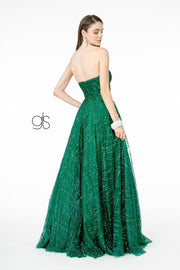 Long A-Line Strapless Glitter Dress by Elizabeth K GL2921