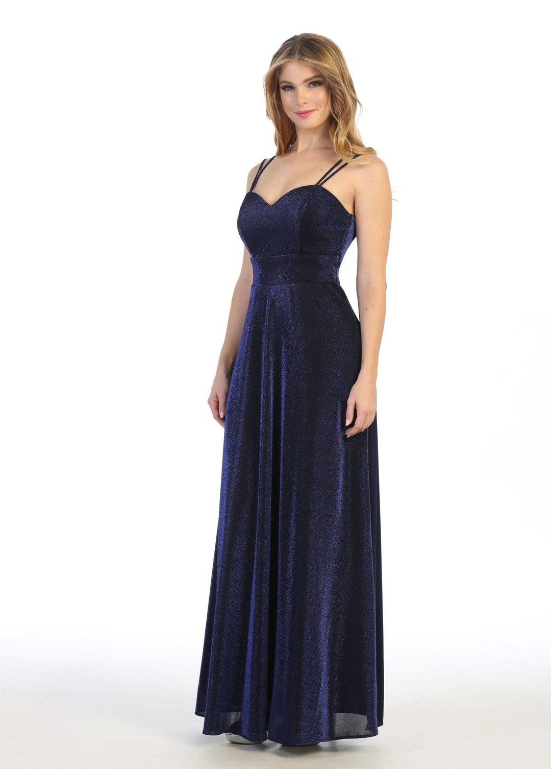Long A-line Sweetheart Metallic Dress by Celavie 6505L