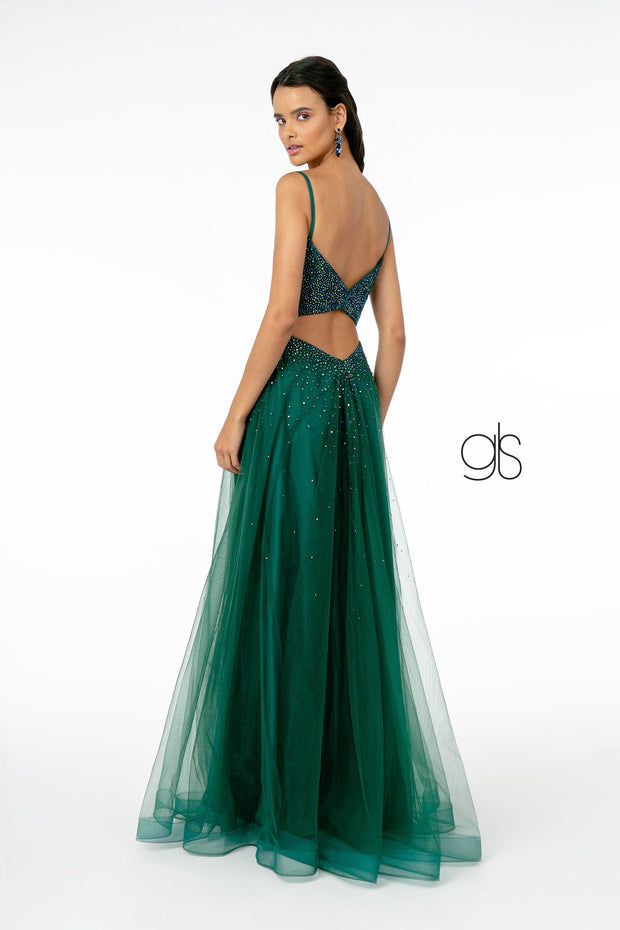 Long A-line Tulle Dress with Beaded Bodice by Elizabeth K GL2891