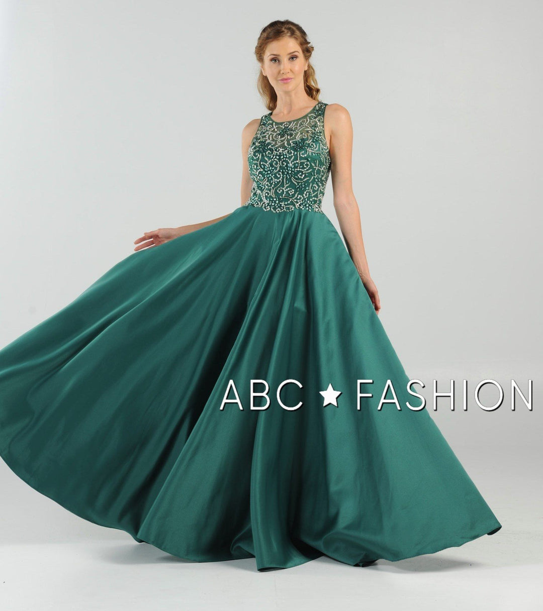 Long Beaded Cutout Back Dress with Side Pockets by Poly USA 8082-Long Formal Dresses-ABC Fashion