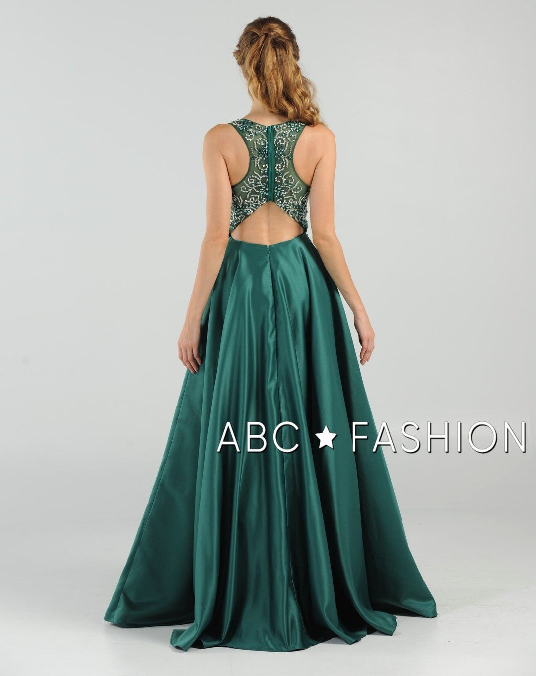 Long Beaded Cutout Back Dress with Side Pockets by Poly USA 8082-Long Formal Dresses-ABC Fashion