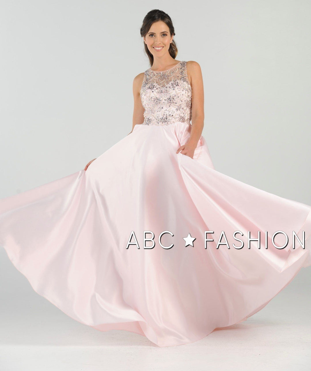 Long Beaded Cutout Back Dress with Side Pockets by Poly USA 8082-Long Formal Dresses-ABC Fashion
