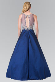 Long Beaded Gown with Sheer Side Cutouts by Elizabeth K GL2253-Long Formal Dresses-ABC Fashion