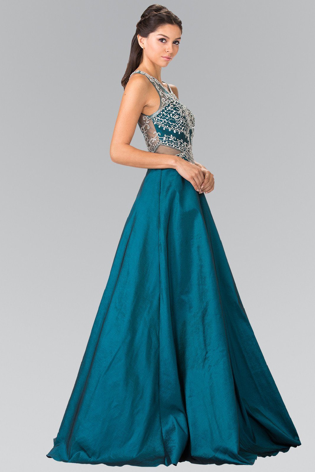 Long Beaded Gown with Sheer Side Cutouts by Elizabeth K GL2253 ABC Fashion Long Beaded Gown with Sheer Side Cutouts by Elizabeth K GL2253 ABC Fashion