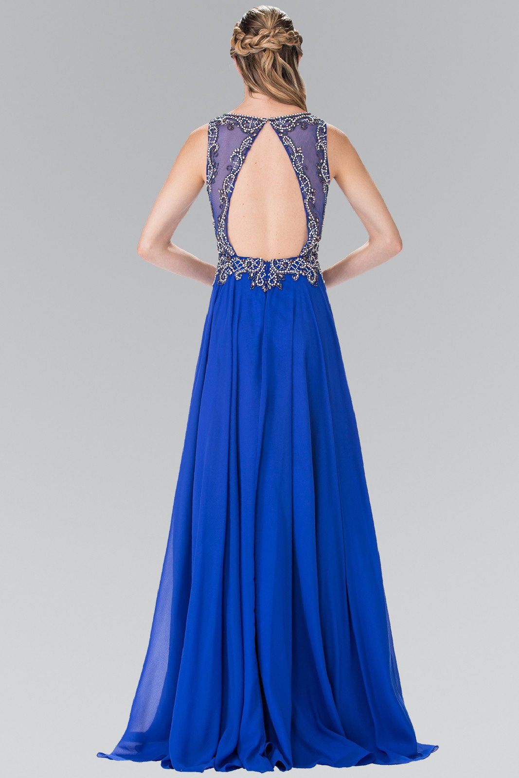 Long Beaded Illusion Dress with Open Back by Elizabeth K GL2273-Long Formal Dresses-ABC Fashion