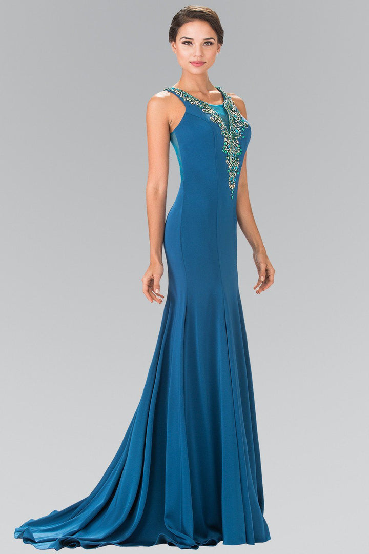 Long Beaded Illusion Jersey Dress by Elizabeth K GL2310-Long Formal Dresses-ABC Fashion