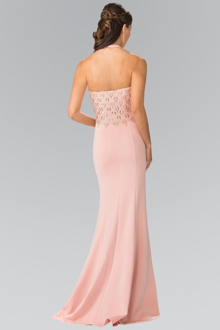 Long Beaded Jersey Halter Dress by Elizabeth K GL2285-Long Formal Dresses-ABC Fashion