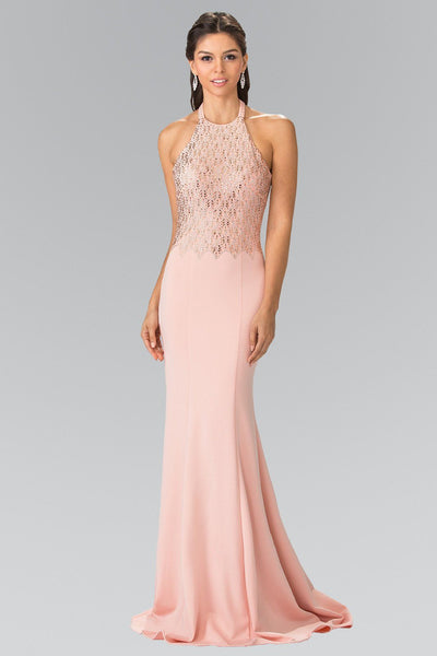 Long Beaded Jersey Halter Dress by Elizabeth K GL2285-Long Formal Dresses-ABC Fashion