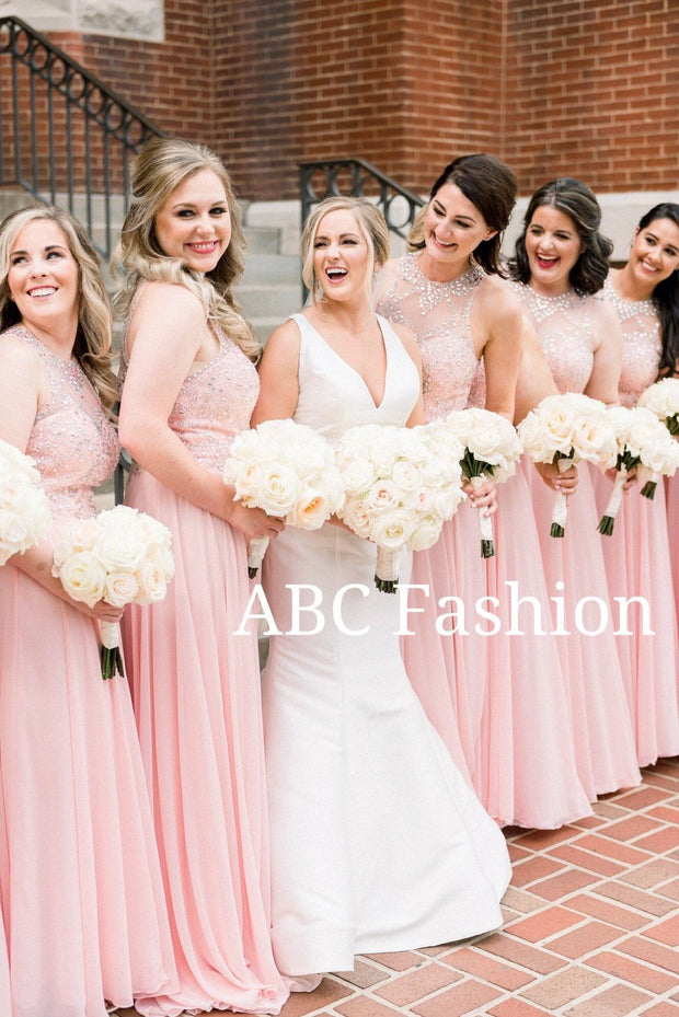 Long Blush Dress with Jeweled Bodice by Elizabeth K GL1572-Long Formal Dresses-ABC Fashion