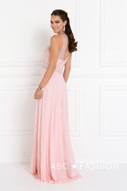 Long Blush Dress with Jeweled Bodice by Elizabeth K GL1572-Long Formal Dresses-ABC Fashion