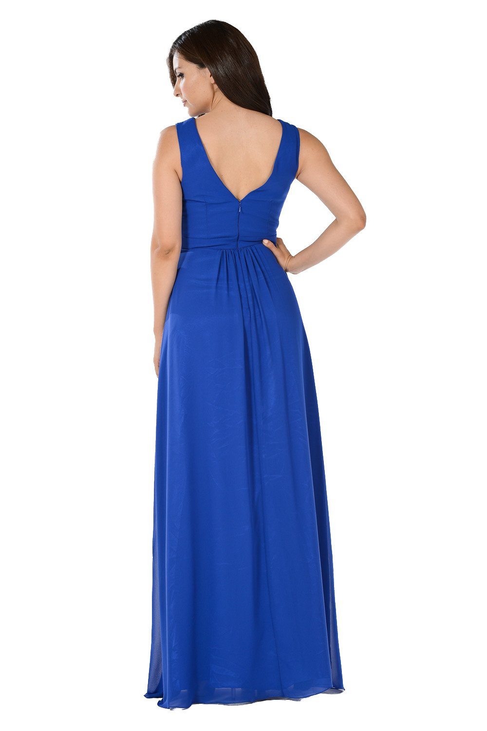 Long Blush V-Neck Dress with Bolero Jacket by Poly USA-Long Formal Dresses-ABC Fashion