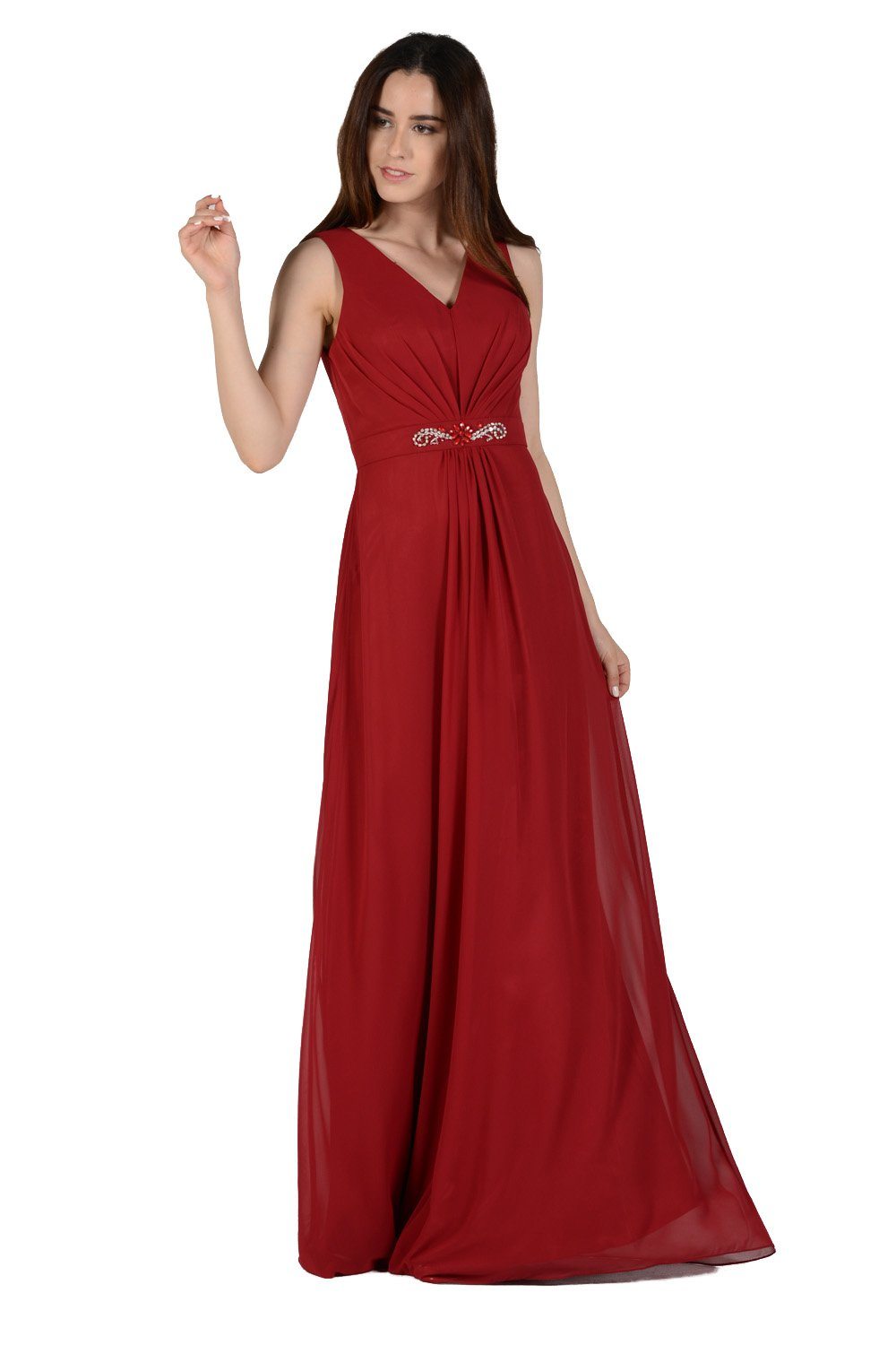 Long Blush V-Neck Dress with Bolero Jacket by Poly USA-Long Formal Dresses-ABC Fashion