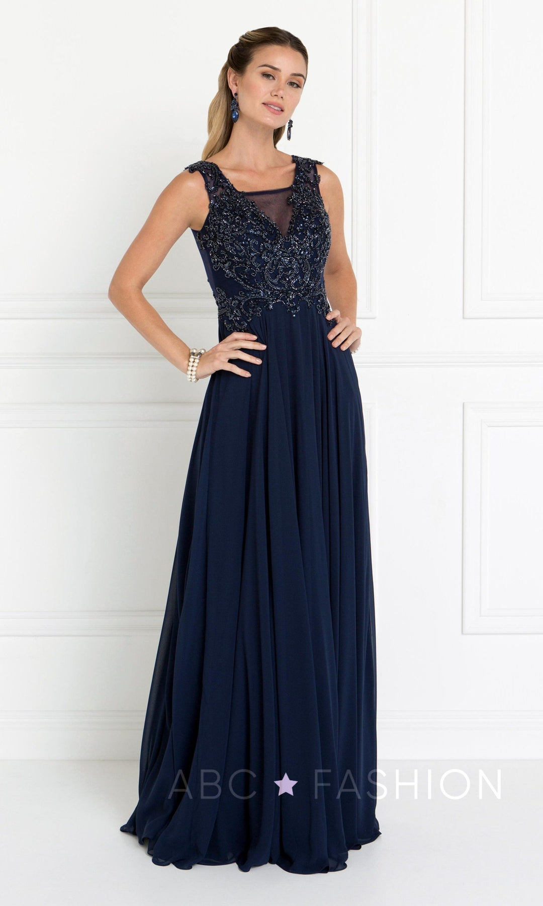 Long Dress with Beaded Illusion Bodice by Elizabeth K GL1566 ABC Fashion Long Dress with Beaded Illusion Bodice by Elizabeth K GL1566 ABC Fashion