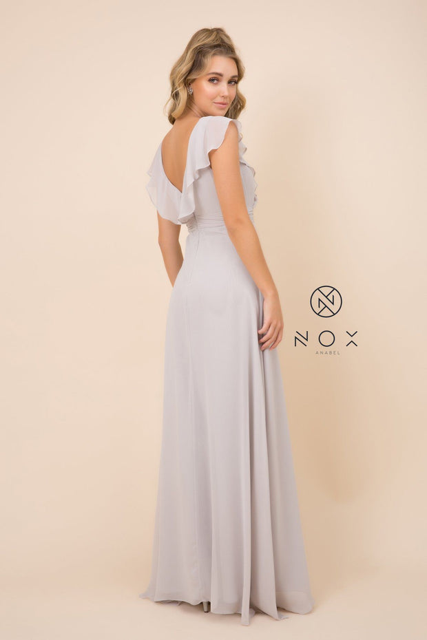 Long Butterfly Chiffon Sleeve Dress by Nox Anabel 7123