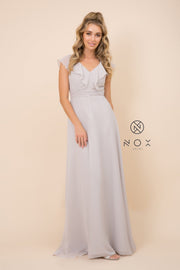 Long Butterfly Chiffon Sleeve Dress by Nox Anabel 7123