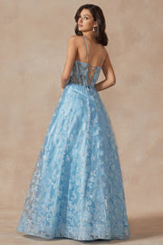 Long Butterfly Print Corset Dress by Juliet 2413