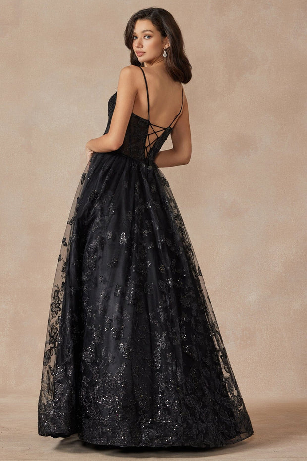 Long Butterfly Print Corset Dress by Juliet 2413