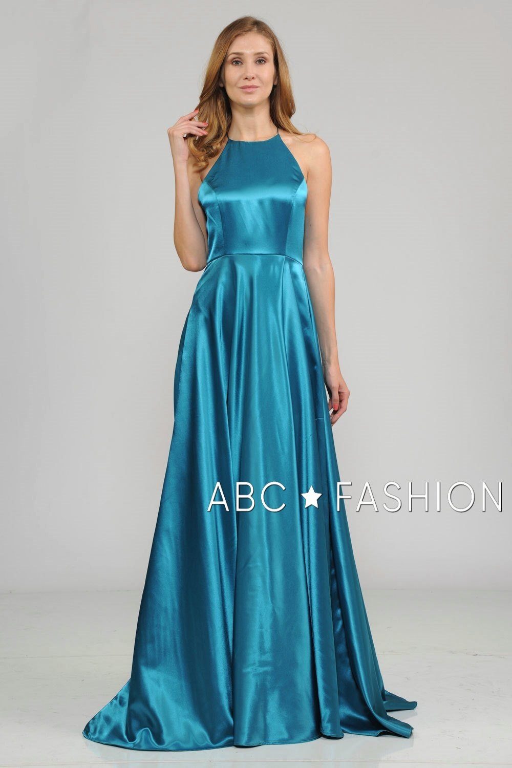 Long Charmeuse Dress with Strappy Open Back by Poly USA 8250-Long Formal Dresses-ABC Fashion