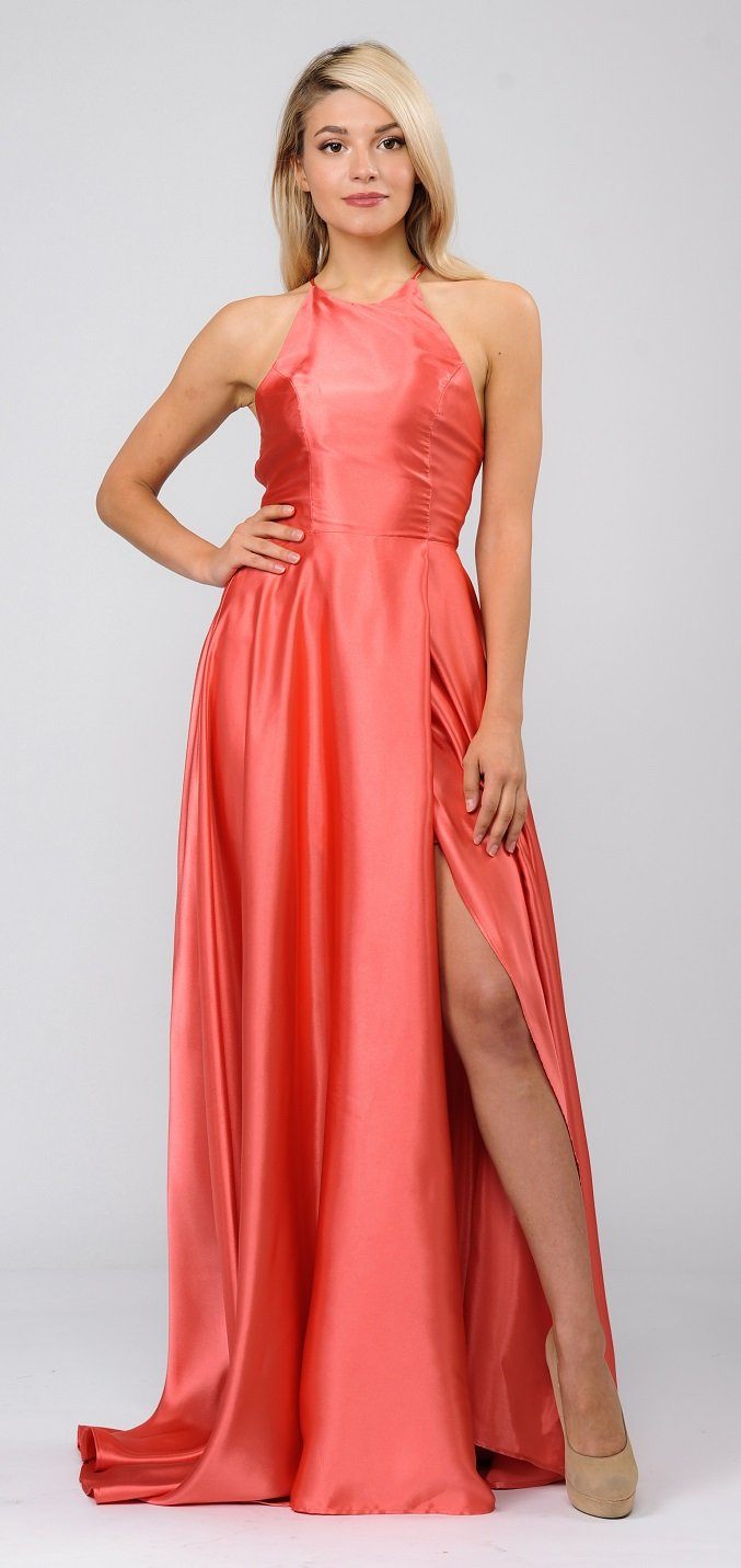 Long Charmeuse Dress with Strappy Open Back by Poly USA 8250-Long Formal Dresses-ABC Fashion