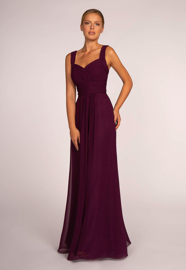Long Chiffon Dress with Ruched Sweetheart Bodice by Elizabeth K GL2608-Long Formal Dresses-ABC Fashion