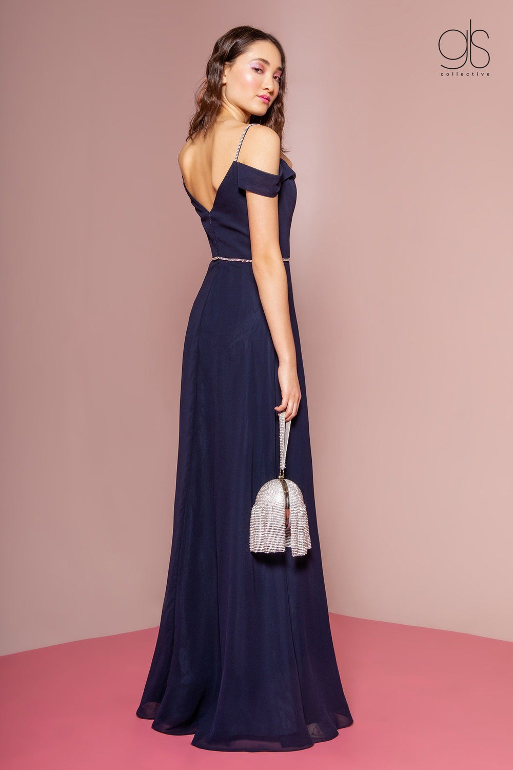 Long Cold Shoulder Dress with Side Slit by Elizabeth K GL2665-Long Formal Dresses-ABC Fashion