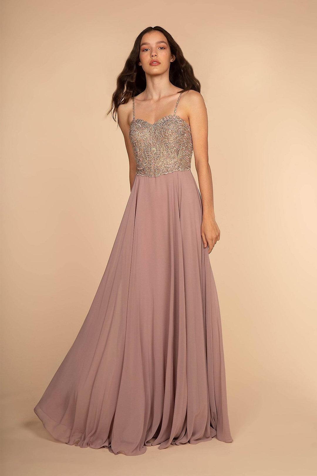 Long Embellished Sweetheart Chiffon Dress by Elizabeth K GL1571-Long Formal Dresses-ABC Fashion