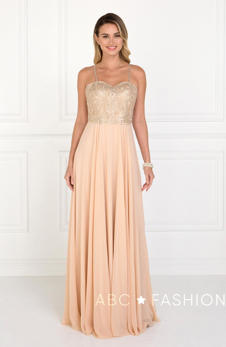 Long Embellished Sweetheart Chiffon Dress by Elizabeth K GL1571-Long Formal Dresses-ABC Fashion